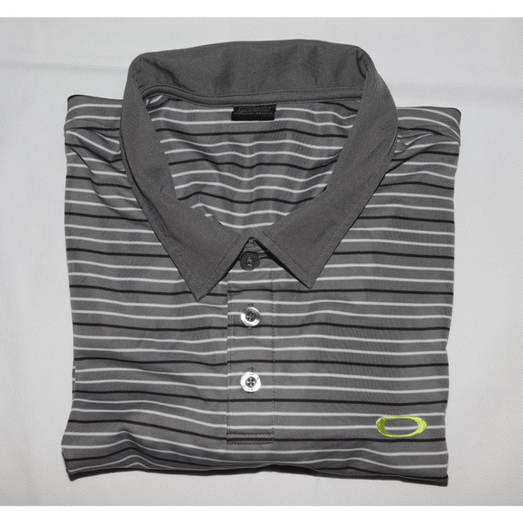 Oakley Men's Short Sleeve Golf Polo Striped Shirt Size Large - Picture 5 of 6